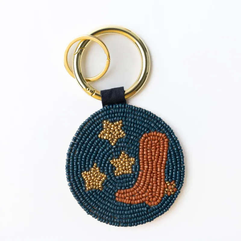 Ink + Alloy Kelsey Boot Seed Bag Accessory Key Ring Navy