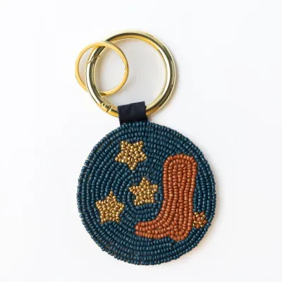 Ink + Alloy Kelsey Boot Seed Bag Accessory Key Ring Navy