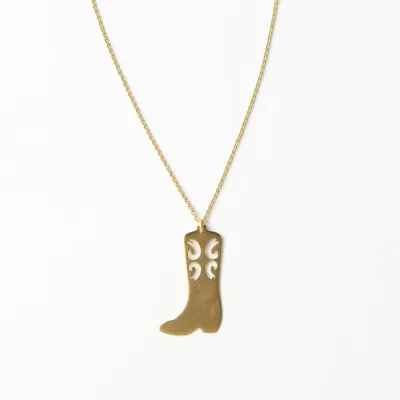 Ink + Alloy Lacey Boot Pendant Necklace Brass