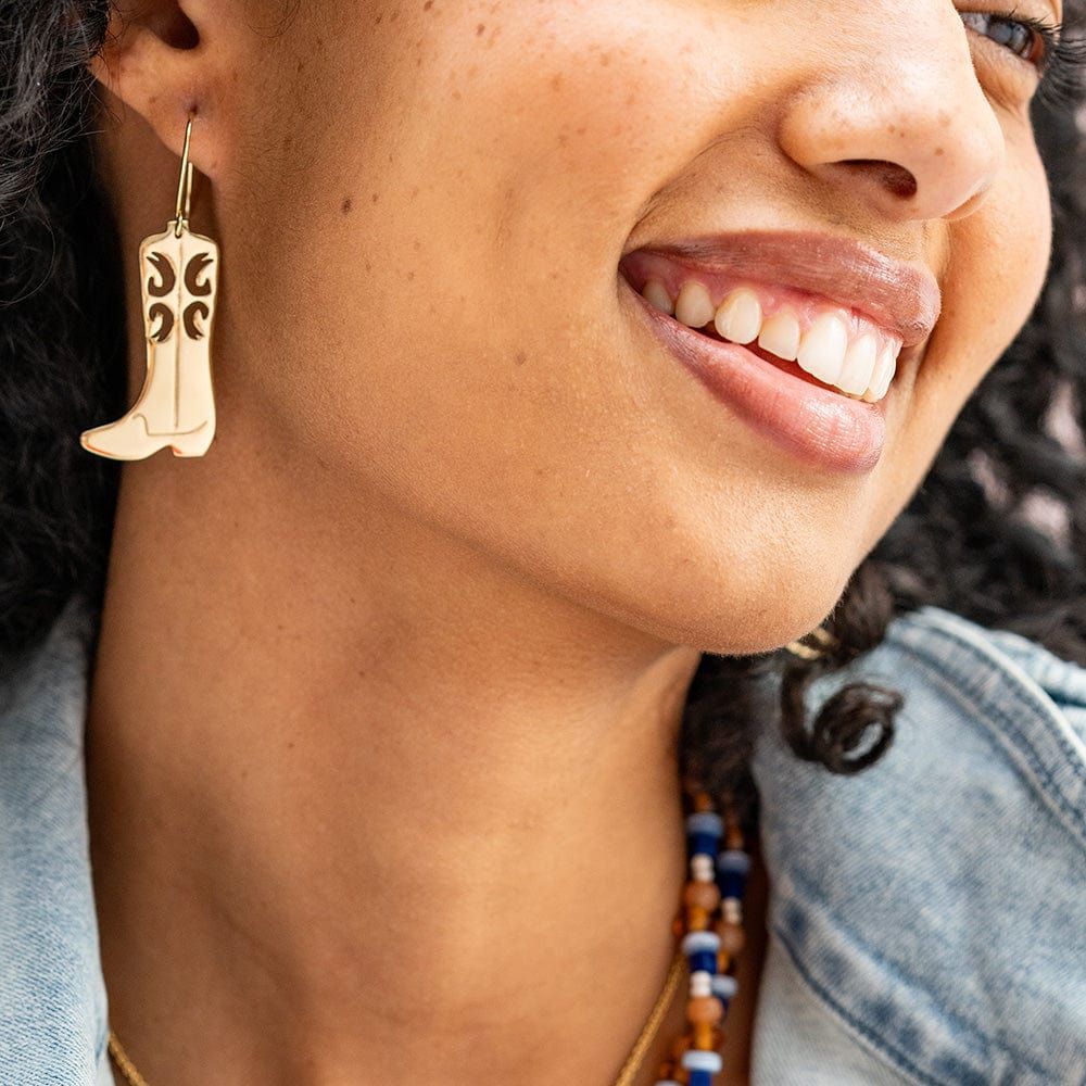 Ink + Alloy Lacey Boot Dangle Earring Brass