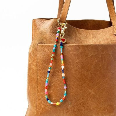 Ink + Alloy Kate Beaded Bag Chain with Heart Charm Rainbow