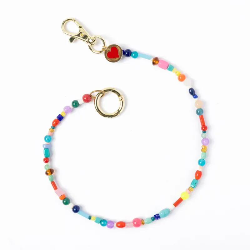 Ink + Alloy Kate Beaded Bag Chain with Heart Charm Rainbow