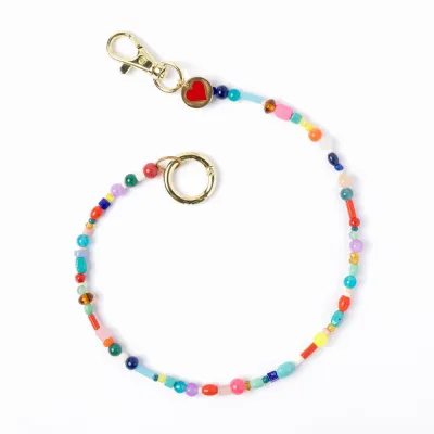 Ink + Alloy Kate Beaded Bag Chain with Heart Charm Rainbow