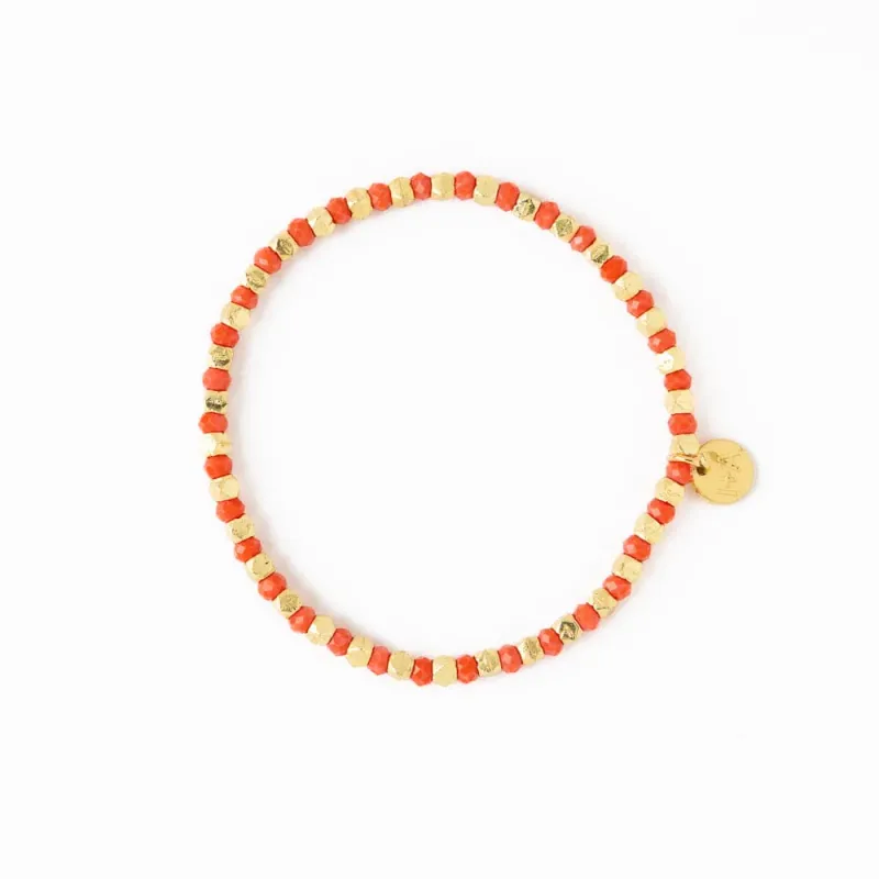 Ink + Alloy Louise Crystal Gold Stretch Bracelet Coral