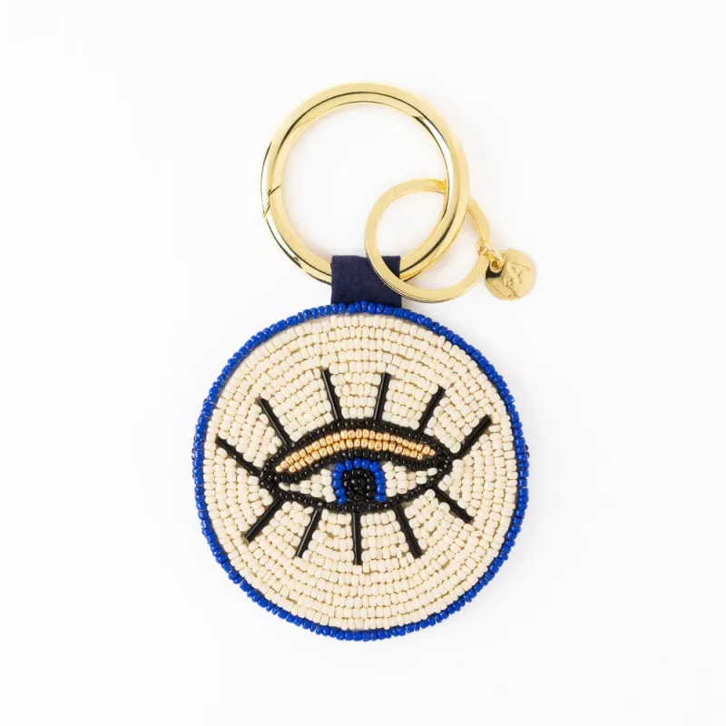 Ink + Alloy Kelsey Eye Seed Bag Accessory Key Ring Royal Blue