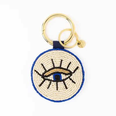 Ink + Alloy Kelsey Eye Seed Bag Accessory Key Ring Royal Blue