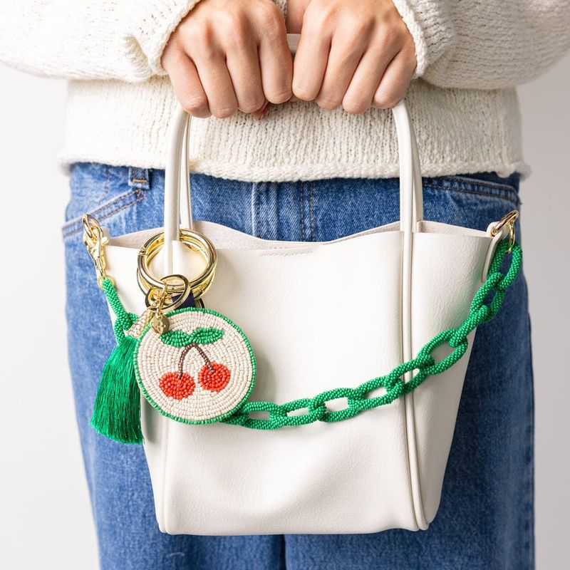 Ink + Alloy Kelsey Cherries Seed Bag Accessory Key Ring Red
