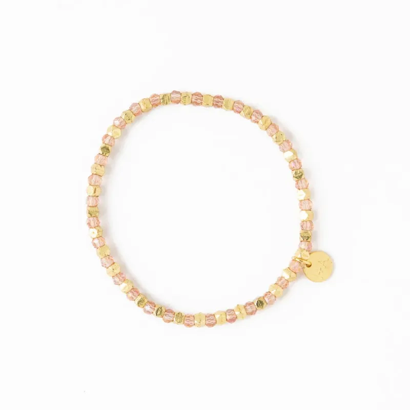 Ink + Alloy Louise Crystal Gold Stretch Bracelet Blush