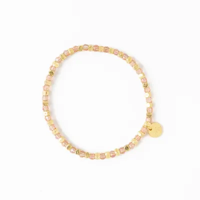 Ink + Alloy Louise Crystal Gold Stretch Bracelet Blush