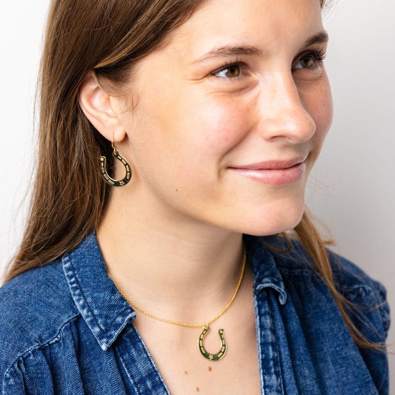 Ink + Alloy Madison Large Horseshoe Pendant Necklace Brass