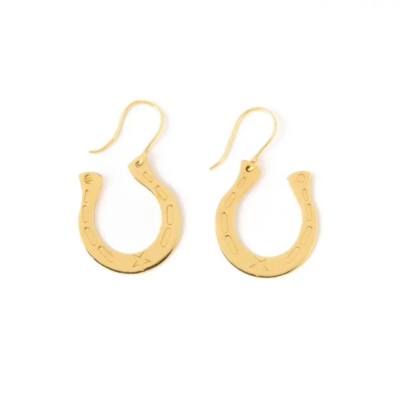 Ink + Alloy Madison Large Horseshoe Dangle Earring Brass
