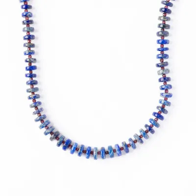 Ink + Alloy Vivianne Lapis with Garnet Necklace