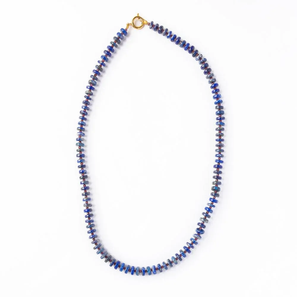 Ink + Alloy Vivianne Lapis with Garnet Necklace