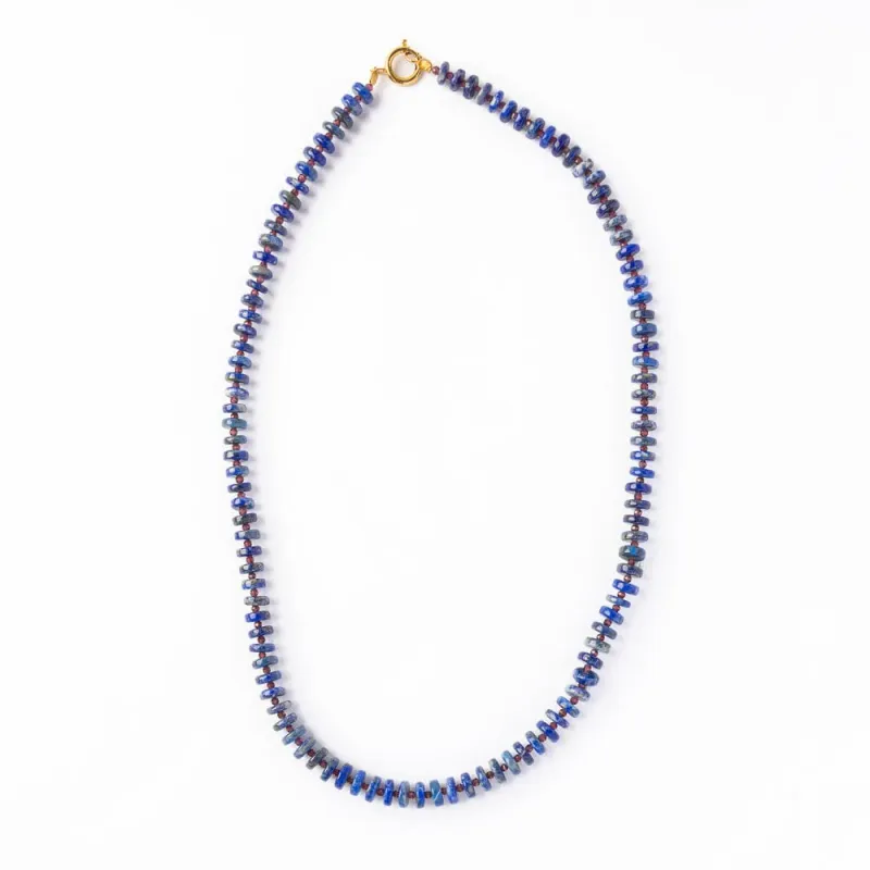 Ink + Alloy Vivianne Lapis with Garnet Necklace