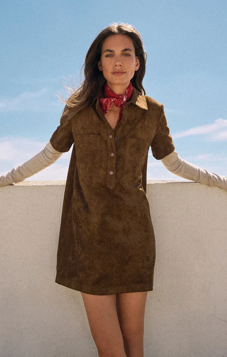 Z Supply Authentic Suede Mini Dress Coconut