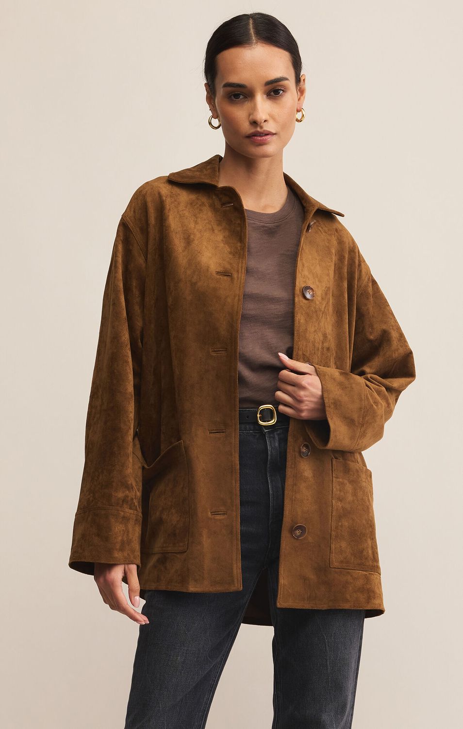 Z Supply Decker Suede Coat Coconut