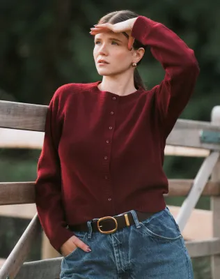 Brunette the Label Little Sister Cardigan Burgundy