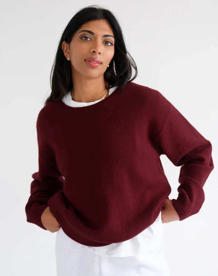 Brunette the Label Knitted Crew Burgundy
