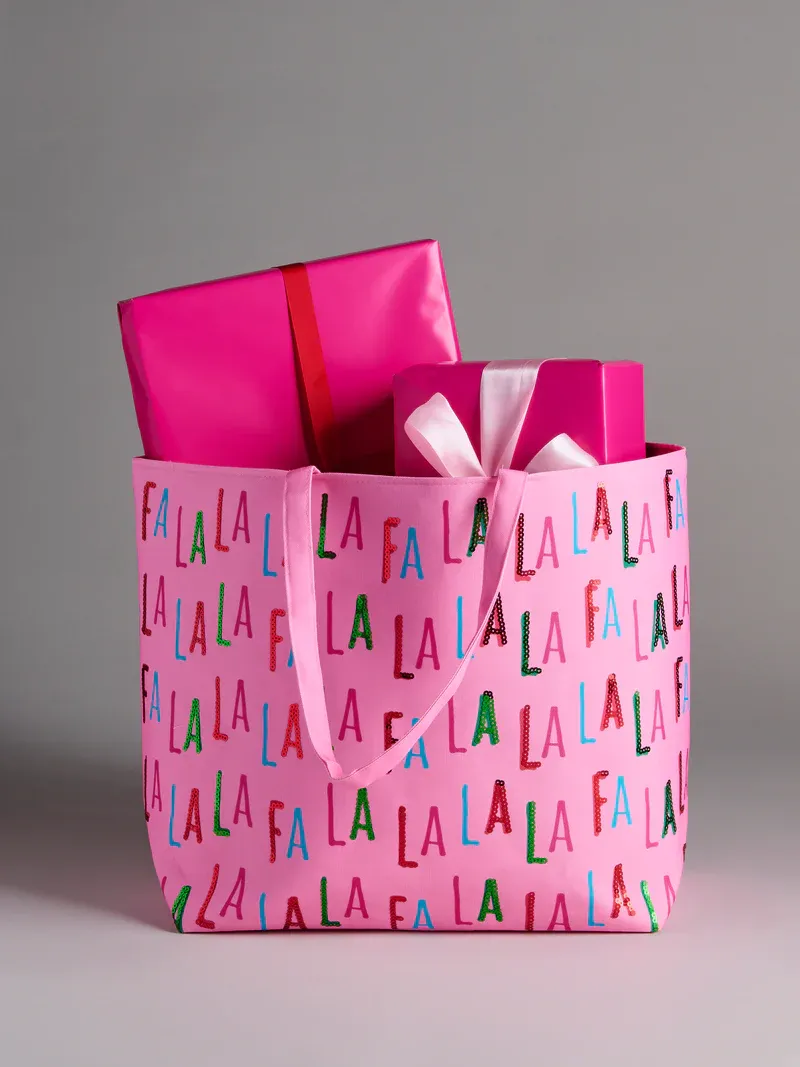 Shiraleah Fa La La Gifting Tote Pink