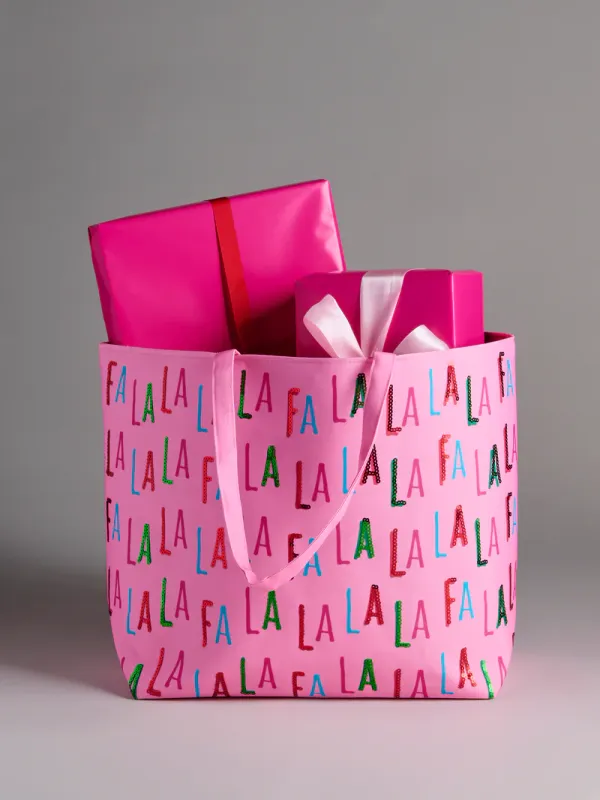 Shiraleah Fa La La Gifting Tote Pink Shiraleah Fa La La Gifting Tote Pink