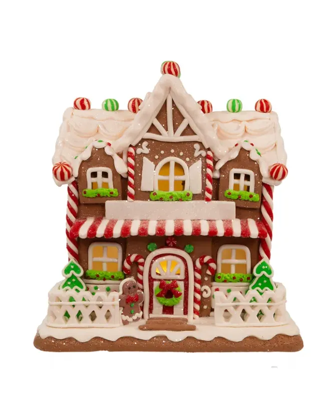 Kurt Adler Light Up Gingerbread House 9&quot;