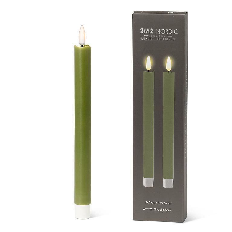 LuxLite Green LED Taper set of 2