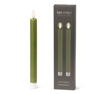 LuxLite Green LED Taper set of 2