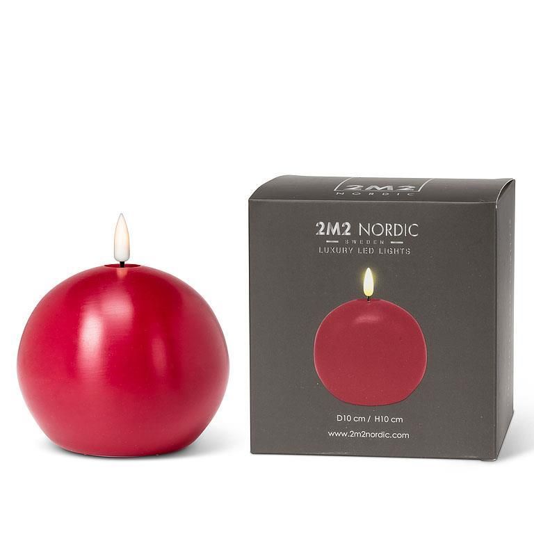 LuxLite Red LED Ball Candle 4"D LuxLite Red LED Ball Candle 4"D