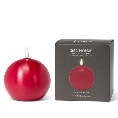 LuxLite Red LED Ball Candle 4&quot;D