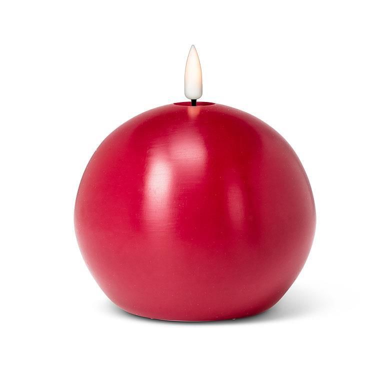 LuxLite Red LED Ball Candle 4"D 