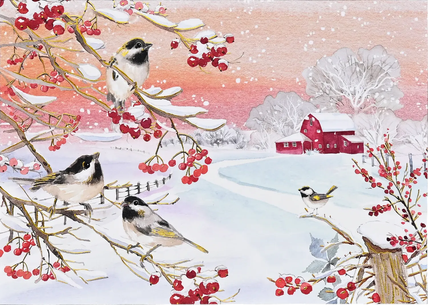 Peter Pauper Deluxe Holiday Cards Snowy Songbirds Peter Pauper Deluxe Holiday Cards Snowy Songbirds