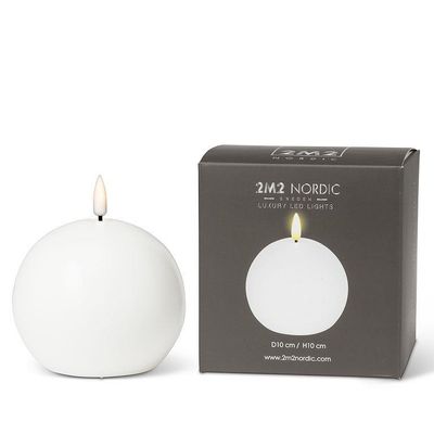 LuxLite White LED Ball Candle 4"D