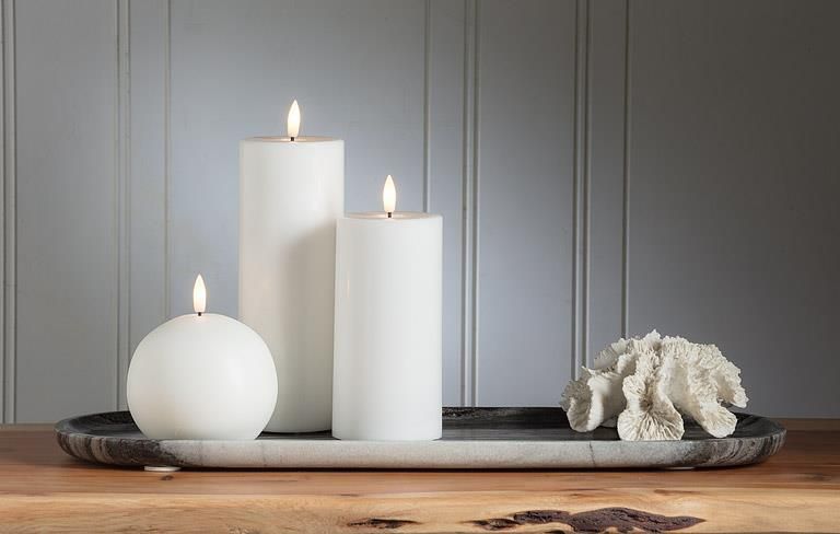 LuxLite White LED Ball Candle 4&quot;D