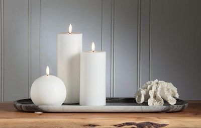 LuxLite White LED Ball Candle 4&quot;D