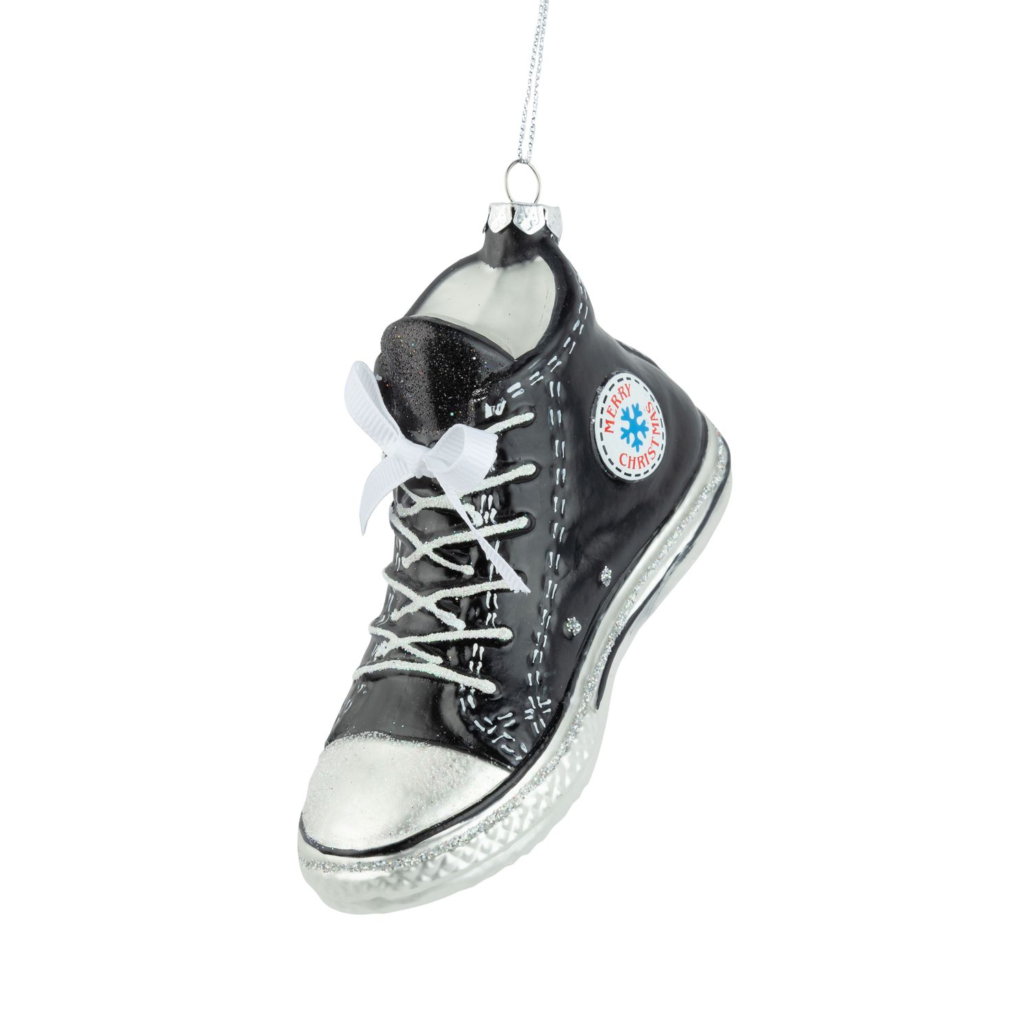 Silver Tree Glass Classic High Top Sneaker Ornament