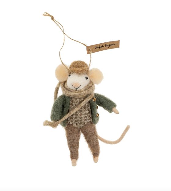Indaba Bookish Benjamin Mouse Holiday Ornament