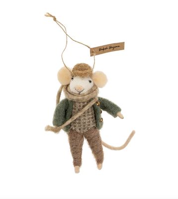 Indaba Bookish Benjamin Mouse Holiday Ornament