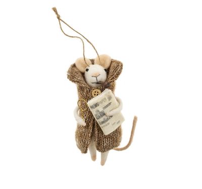 Indaba Newspaper Nelson Mouse Holiday Ornament