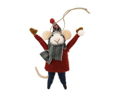 Indaba Snowball Spencer Mouse Ornament