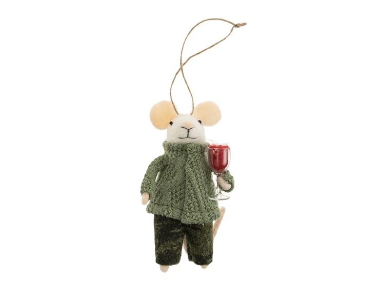 Indaba Wine Watson Mouse Holiday Ornament