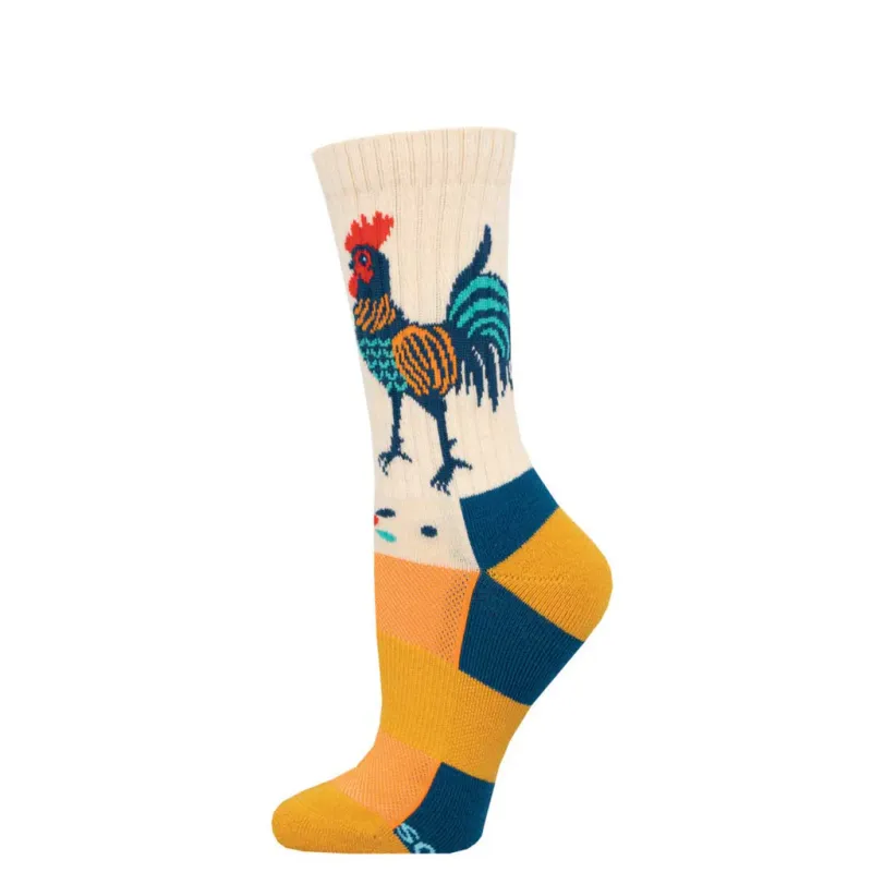 Socksmith Folk Art Rooster Ivory Sz9-11