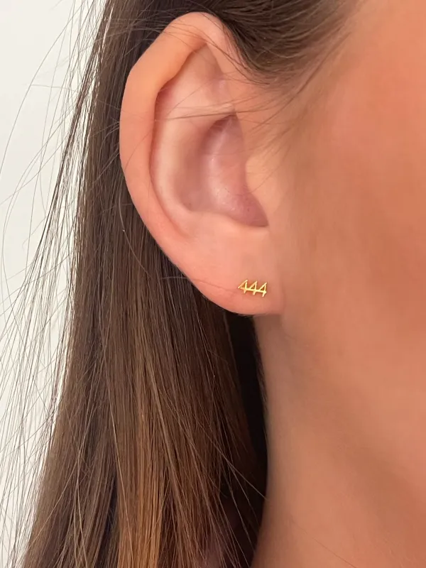 House of Moda 444 Angel Number Mini Stud Gold