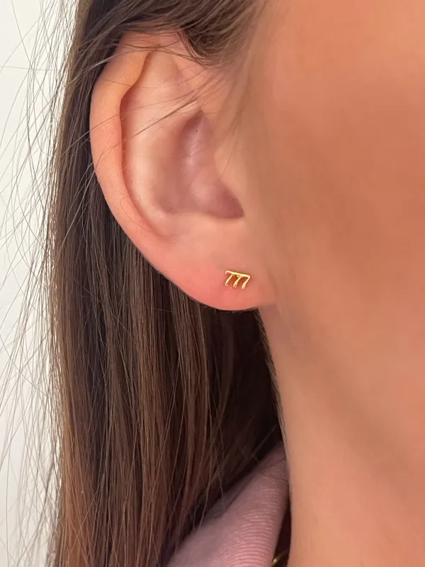 House of Moda 777 Angel Number Mini Stud Gold