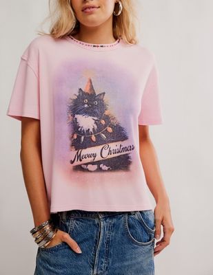 Free People Merry Meowy Tee Pink Combo Free People Merry Meowy Tee Pink Combo