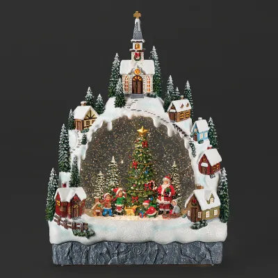 Confetti Lites Lighted Swirl Church & Santa 11.25" Confetti Lites Lighted Swirl Church & Santa 11.25"