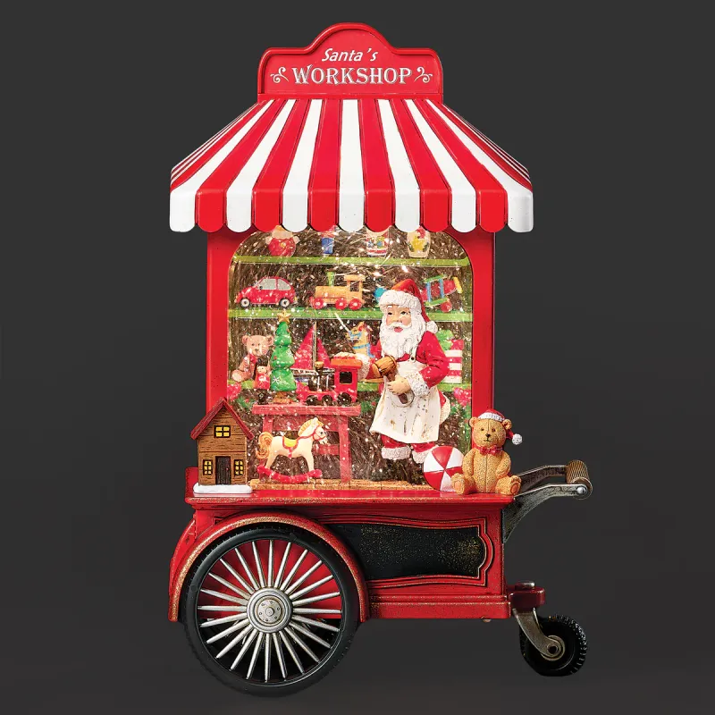 Confetti Lites Lighted Swirl Toy Shop Cart with Santa & Toys 10.75" Confetti Lites Lighted Swirl Toy Shop Cart with Santa & Toys 10.75"