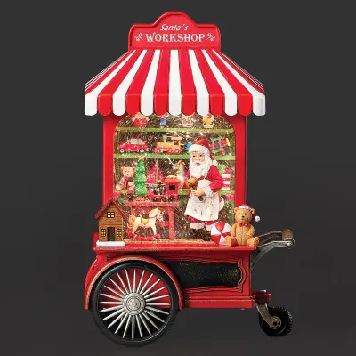 Confetti Lites Lighted Swirl Toy Shop Cart with Santa & Toys 10.75" Confetti Lites Lighted Swirl Toy Shop Cart with Santa & Toys 10.75"