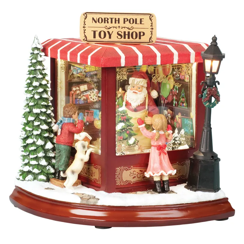 Amusements Lighted Musical North Pole Toy Shop 8" Amusements Lighted Musical North Pole Toy Shop 8"