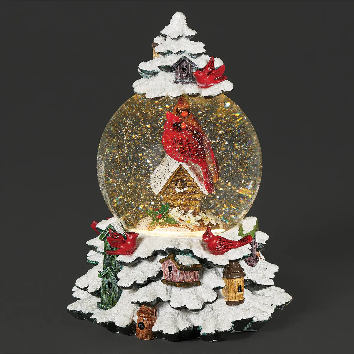 Glitterdome Lighted Swirl Cardinal Globe 9" Glitterdome Lighted Swirl Cardinal Globe 9"