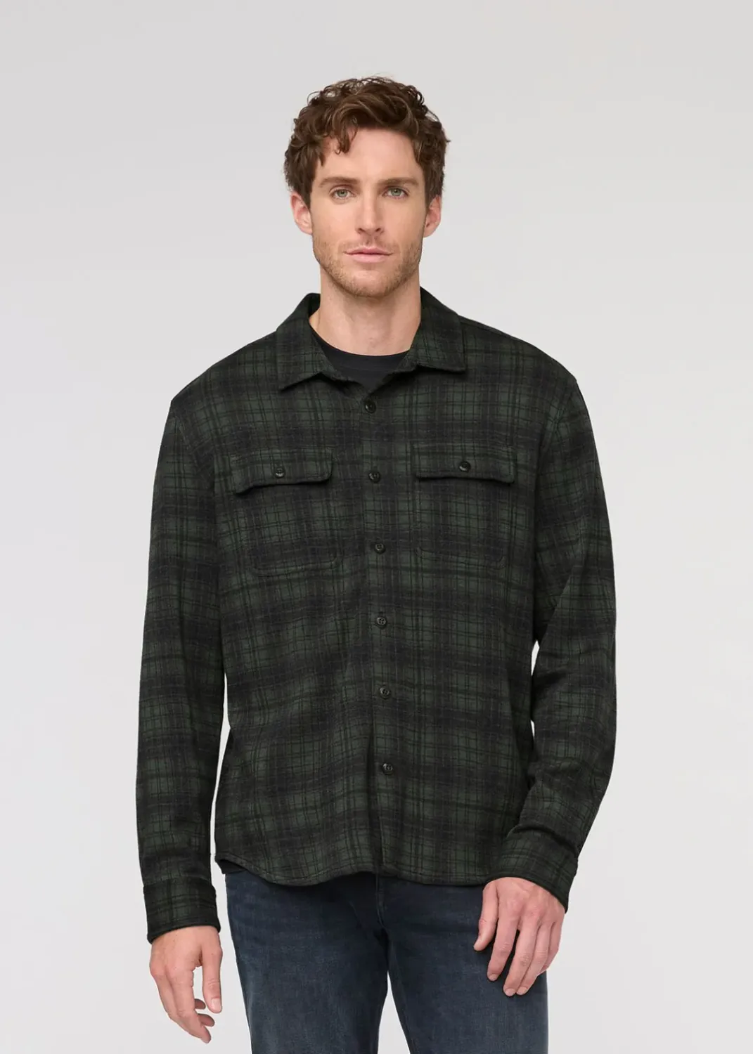 DUER Performance Flannel Button Down Heather Peat